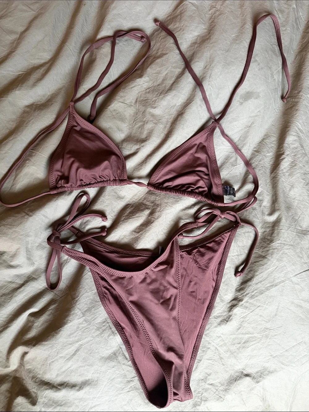 SKIMS Mauve Tie-Side Triangle Bikini Set